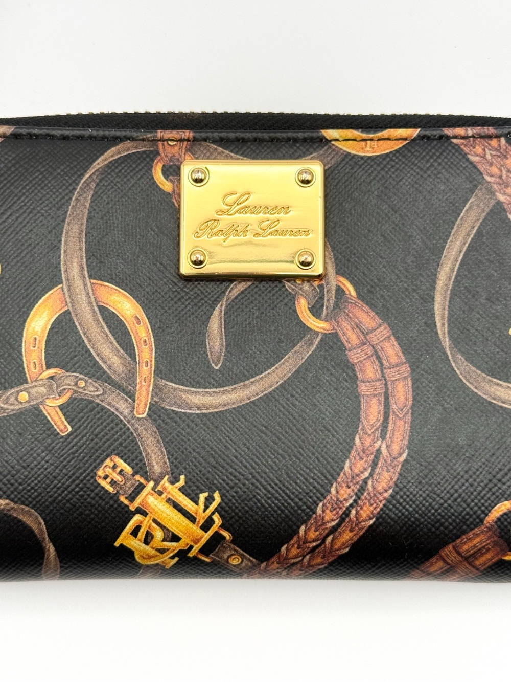 ⚜️LAUREN RALPH LAUREN⚜️ Black Signature Equestrian Print Wristlet Wallet - Picture 3 of 15